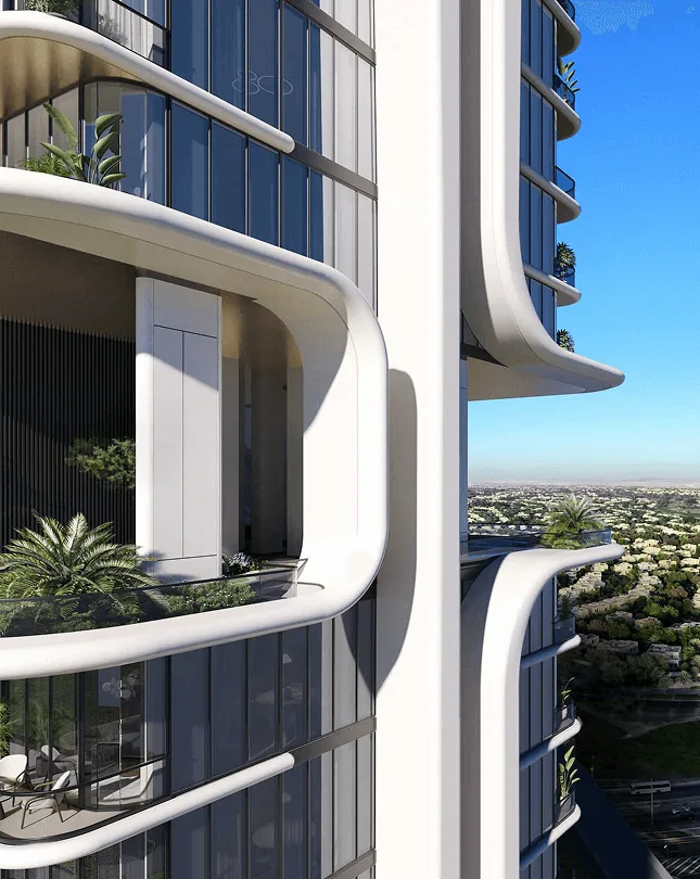 Planted balconies at Movenpick Residences Motor City