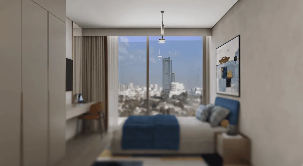 Bright bedroom layout