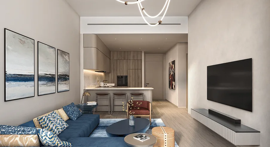2-bedroom living room and kitchen